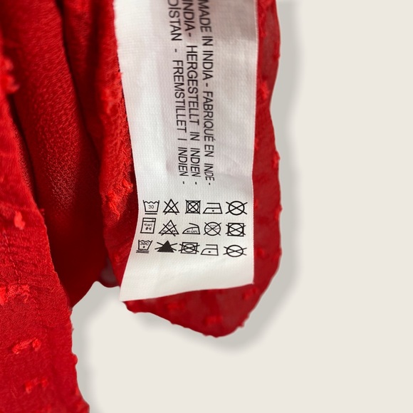 Zara Red Embellished High Collar Peplum Blouse - Picture 6 of 7